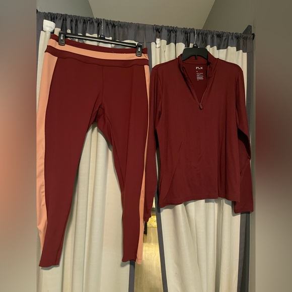 Women’s FLX Affirmation Color block High-Waisted 7/8 Leggings & Zipper Front Top - Picture 1 of 4